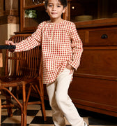 The Nusantara Collection Boy Long Sleeve Kurta Checked Red - Umbi
