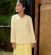 The Nusantara Collection Girl Kebaya Top with Embroidery Butter Yellow - Umbi