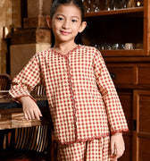 The Nusantara Collection Girl Kebaya Top with Embroidery Checked Red - Umbi