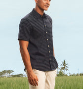The Nusantara Collection Men Holiday Shirt Checked Black - Umbi