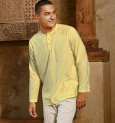The Nusantara Collection Men Long Sleeve Kurta Butter Yellow - Umbi