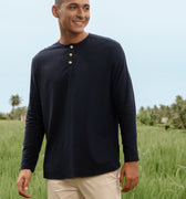 The Nusantara Collection Men Long Sleeve Kurta Navy Blue - Umbi