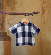 The Nusantara Collection Unisex Baby Top Checked Navy - Umbi