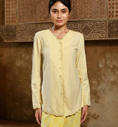 The Nusantara Collection Women Kebaya Top with Embroidery Butter Yellow - Umbi