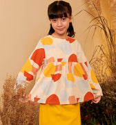 The Secret Garden Girl Ruffle Blouse Pebbles Print - Umbi