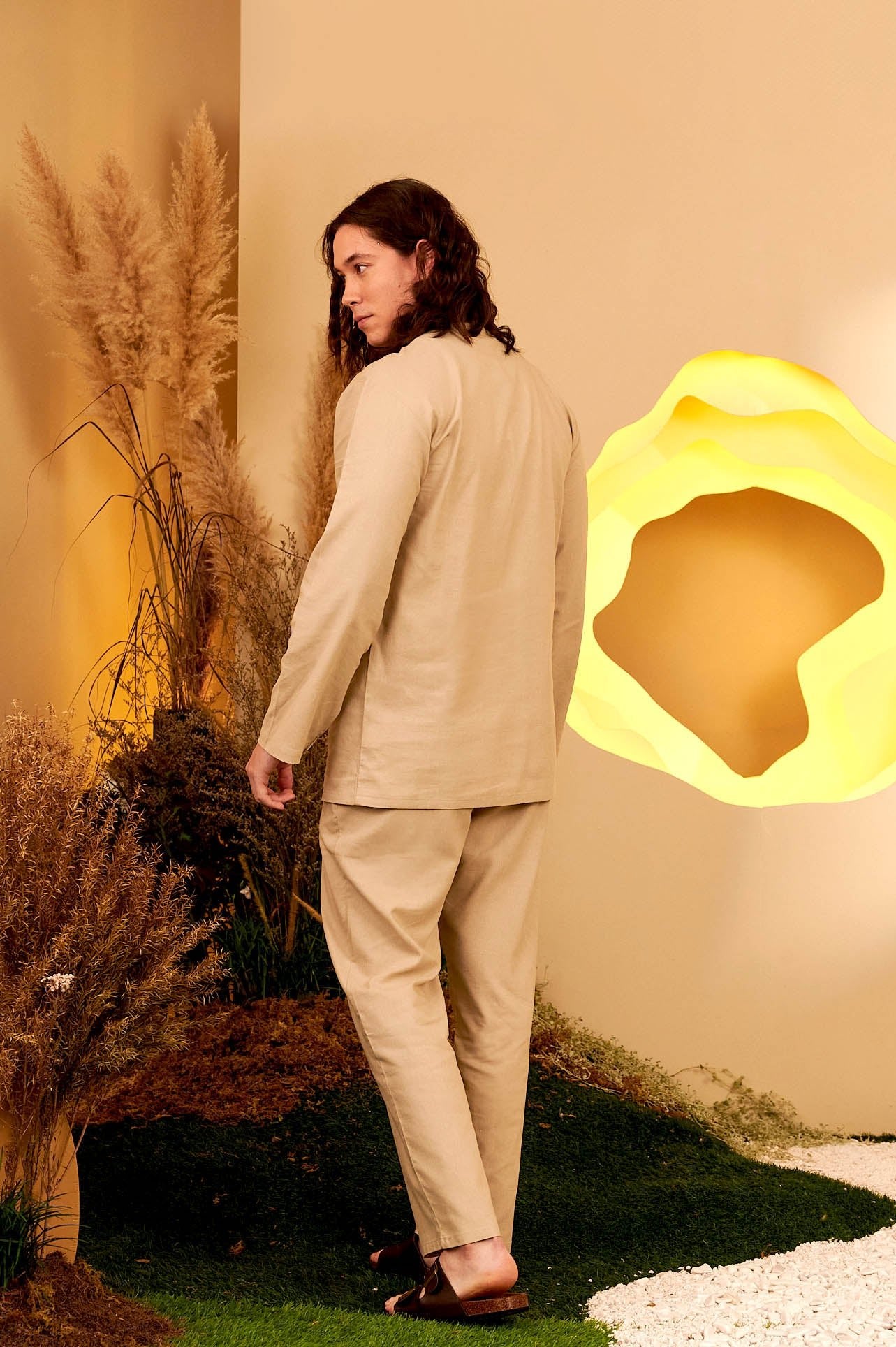 The Secret Garden Men Baju Melayu Set Sand - Umbi