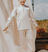 The Shawwal Collection Boy Baju Melayu Set Sand Satin - Umbi