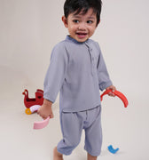 The Warisan Raya Baby Baju Melayu Set Stone Blue - Umbi