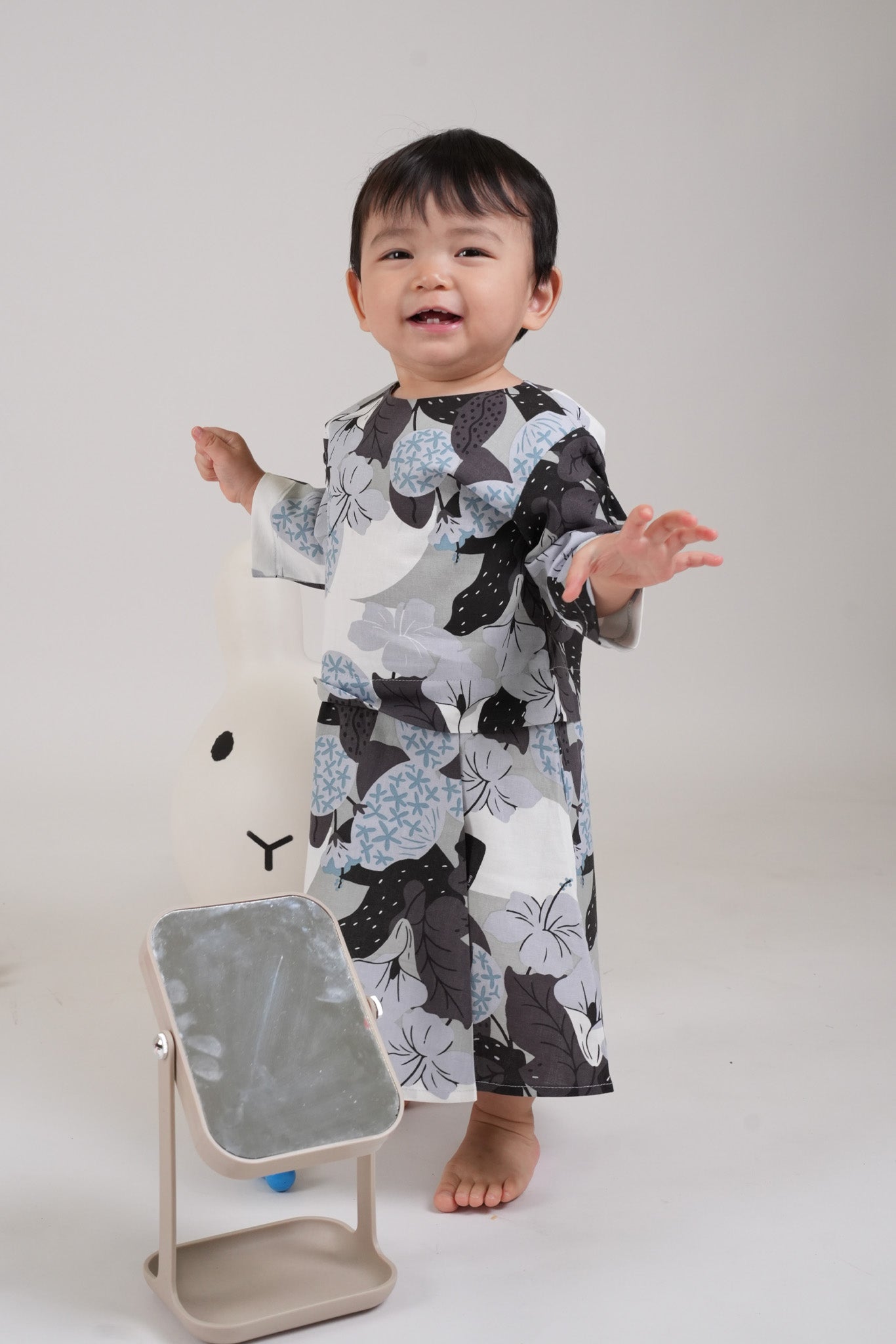 The Warisan Raya Baby Kurung Dress Bunga Raya Print - Umbi