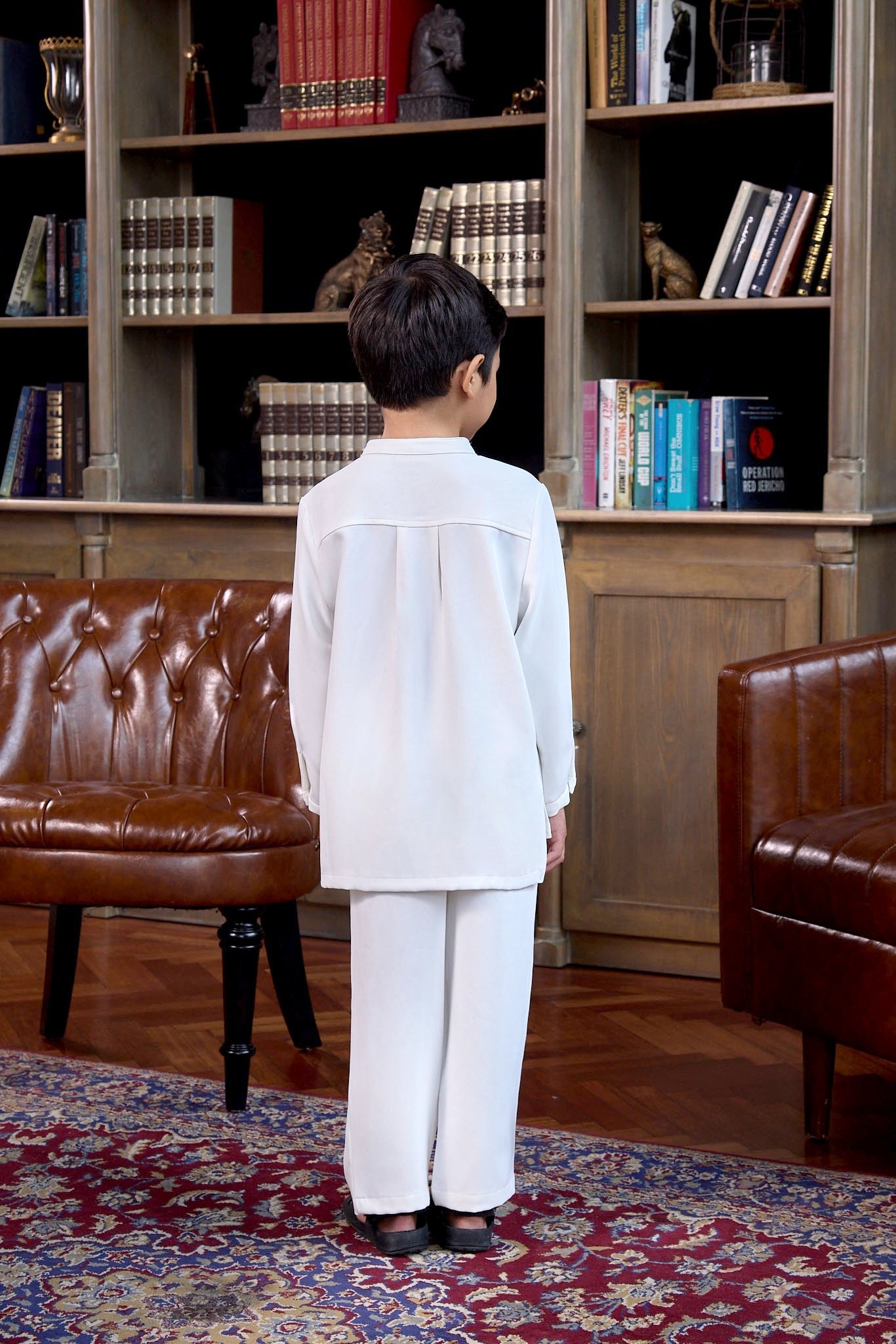 The Warisan Raya Boy Baju Melayu Set White - Umbi