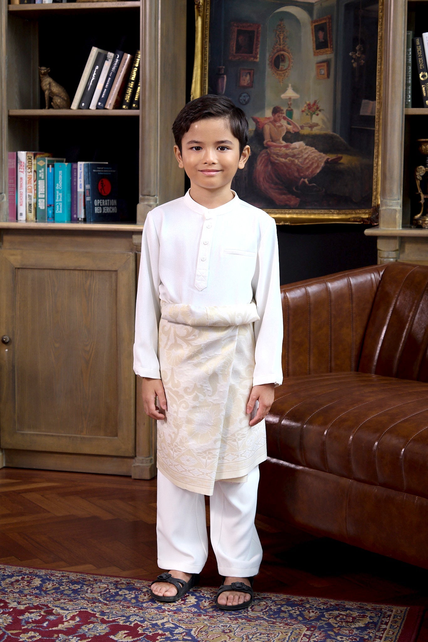 The Warisan Raya Boy Baju Melayu Set White - Umbi