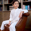 The Warisan Raya Boy Baju Melayu Set White - Umbi