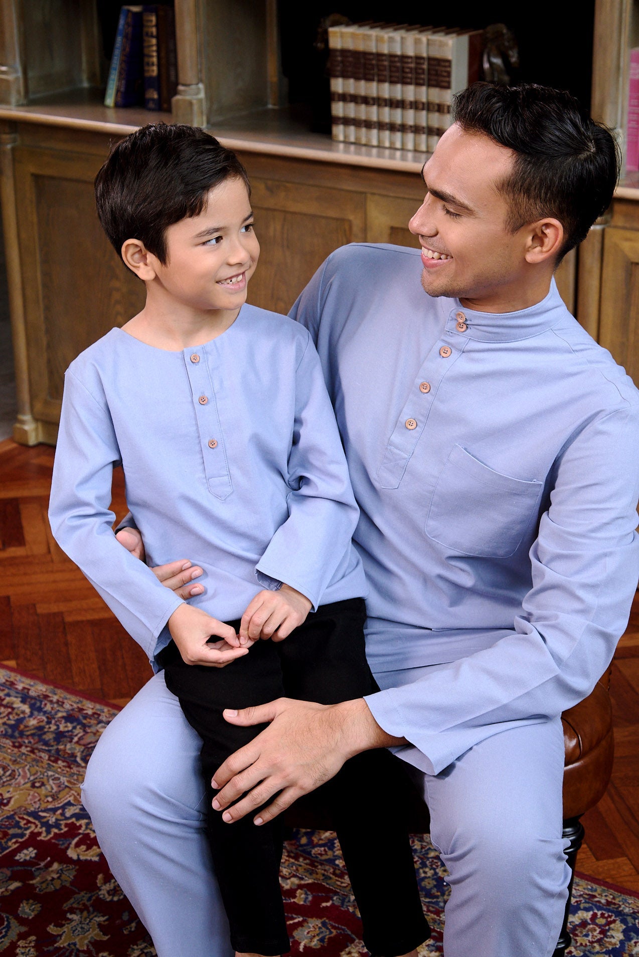 The Warisan Raya Boy Kurta Top Stone Blue - Umbi