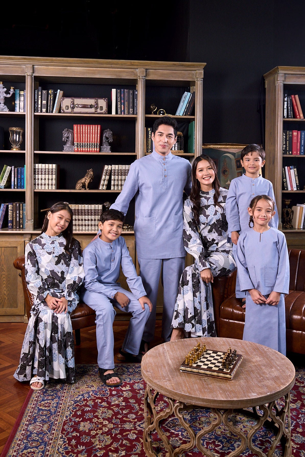 The Warisan Raya Girl Classic Skirt Stone Blue - Umbi