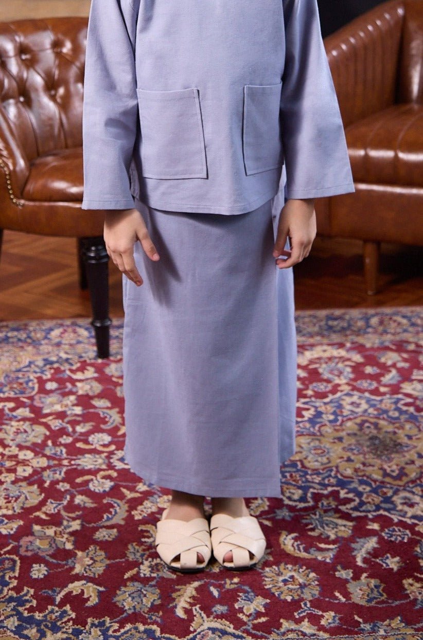 The Warisan Raya Girl Classic Skirt Stone Blue - Umbi