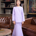The Warisan Raya Girl Fitted Kurung Set Checked Lilac - Umbi