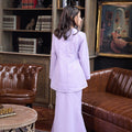 The Warisan Raya Girl Fitted Kurung Set Checked Lilac - Umbi