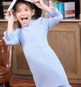 The Warisan Raya Girl Jasmine Kurung Set Blue Polka Dot - Umbi