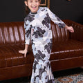 The Warisan Raya Girl Jasmine Kurung Set Bunga Raya Print - Umbi