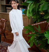 The Warisan Raya Girl Jasmine Kurung Set White Polka Dot - Umbi