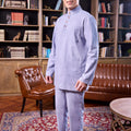 The Warisan Raya Men Baju Melayu Set Stone Blue - Umbi