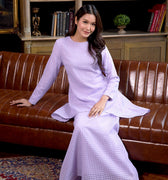 The Warisan Raya Women Fitted Kurung Set Checked Lilac - Umbi