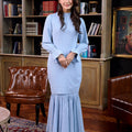 The Warisan Raya Women Jasmine Kurung Set Blue Polka Dot - Umbi