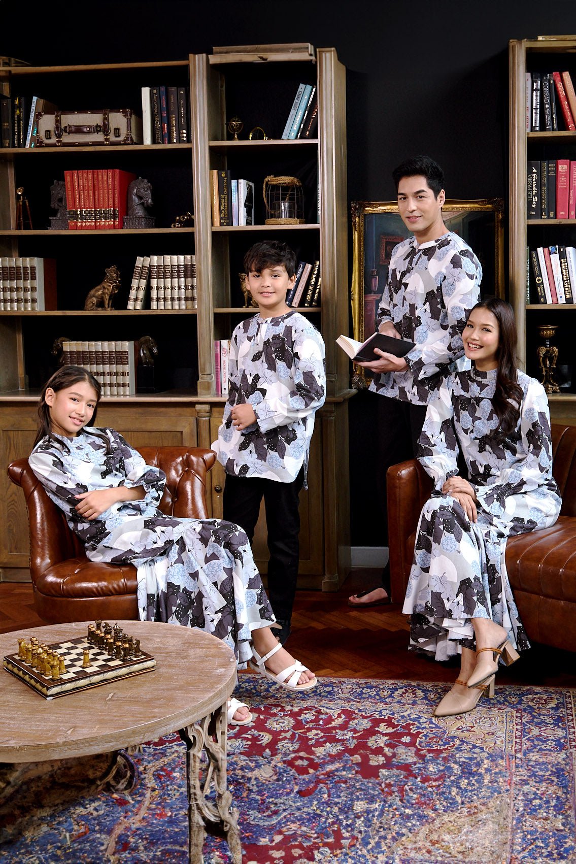 The Warisan Raya Women Jasmine Kurung Set Bunga Raya Print - Umbi