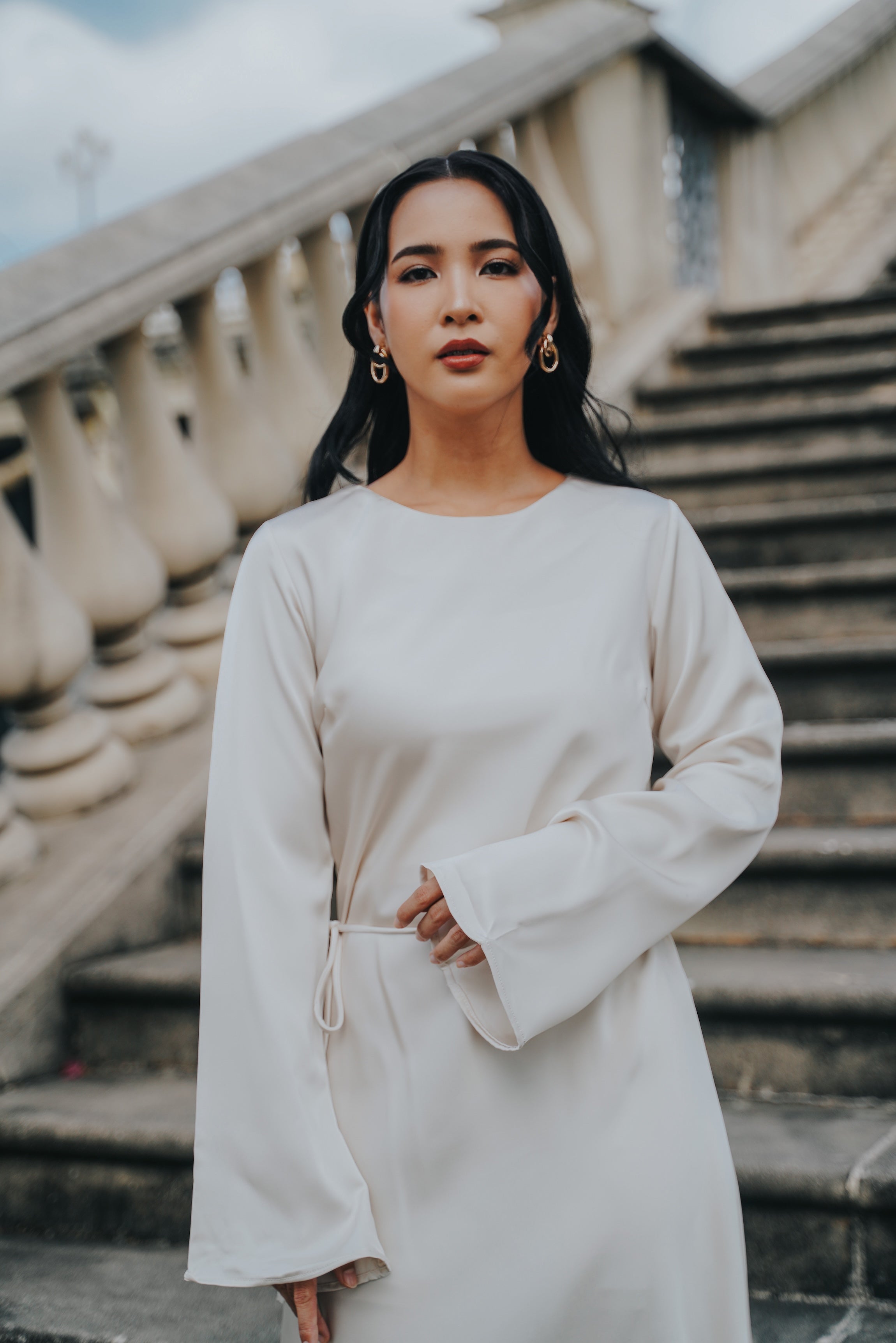 The City Breeze Pt.2 Women Maxi Satin Dress Cream