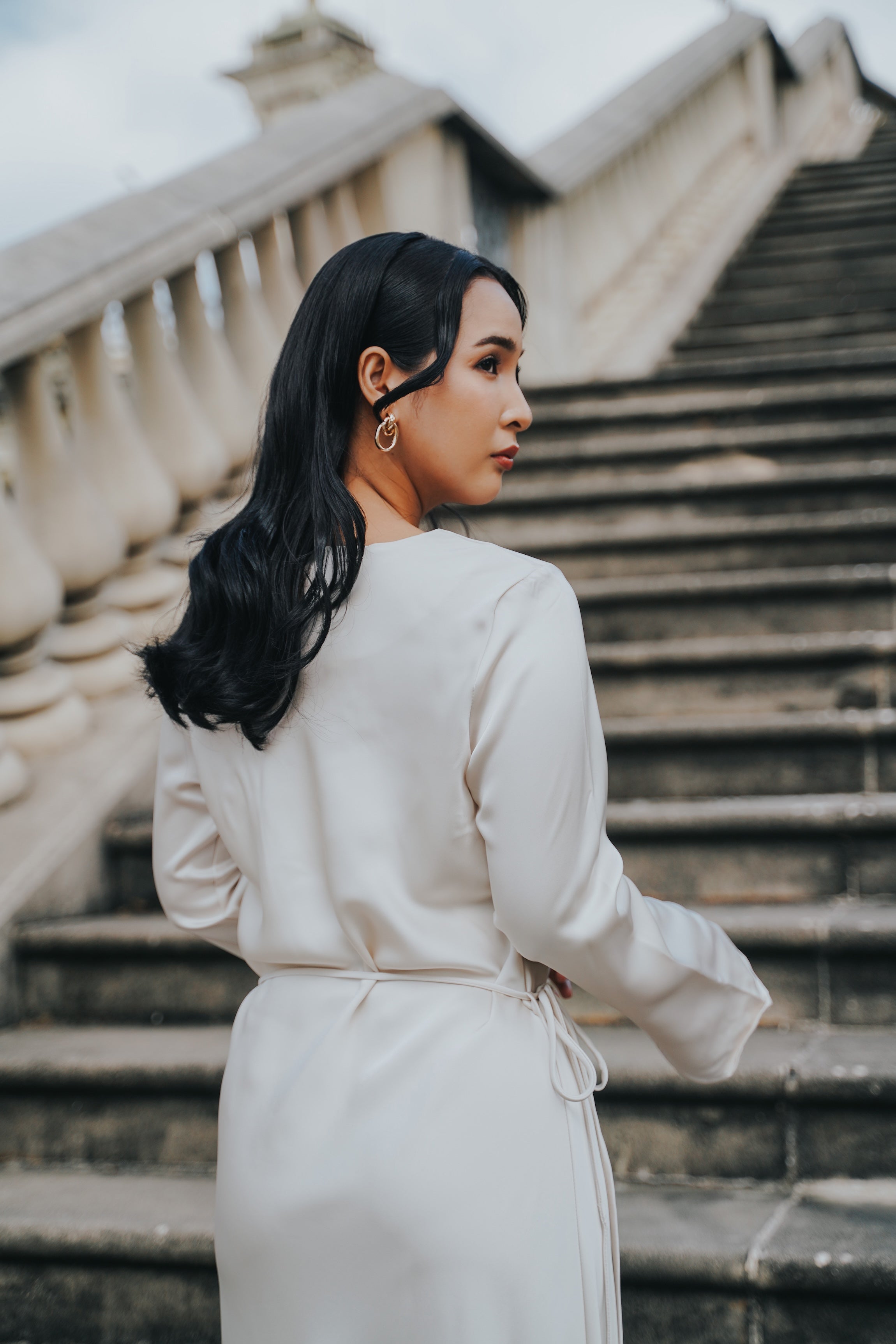 The City Breeze Pt.2 Women Maxi Satin Dress Cream