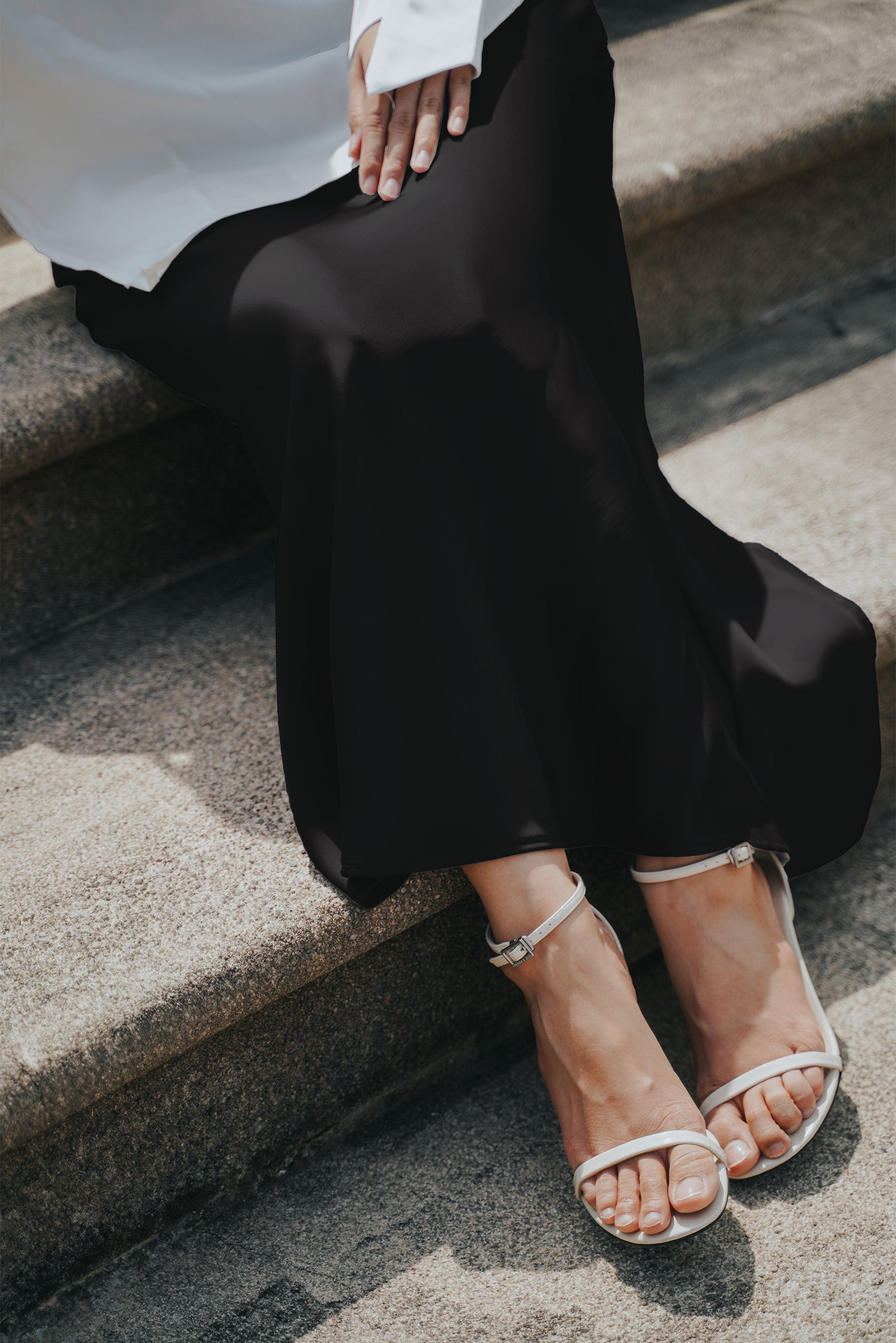 The City Breeze Pt.2 Women Satin Long Skirt Black