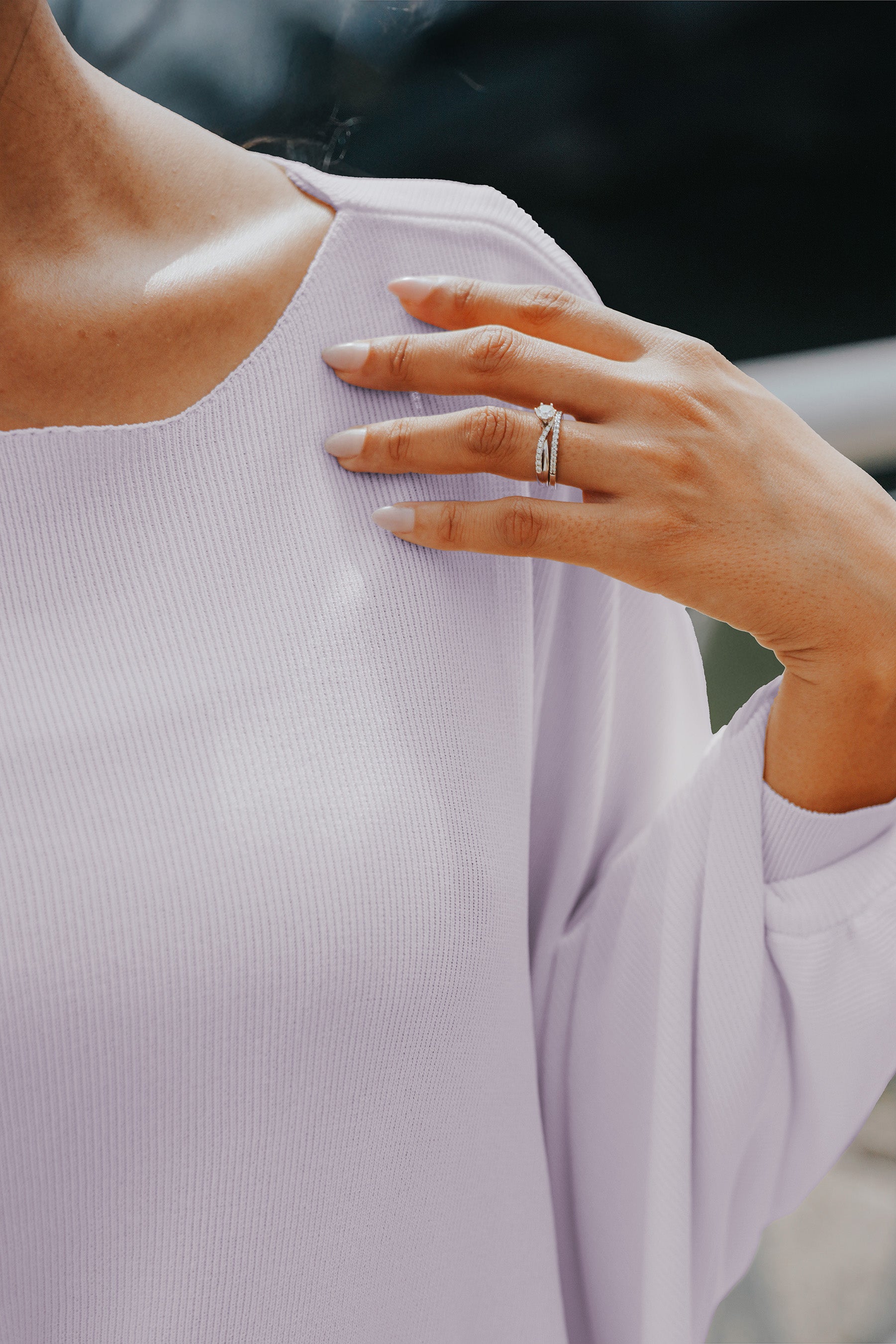 The City Breeze Pt.2 Women Bat Wing Knit Top Lilac