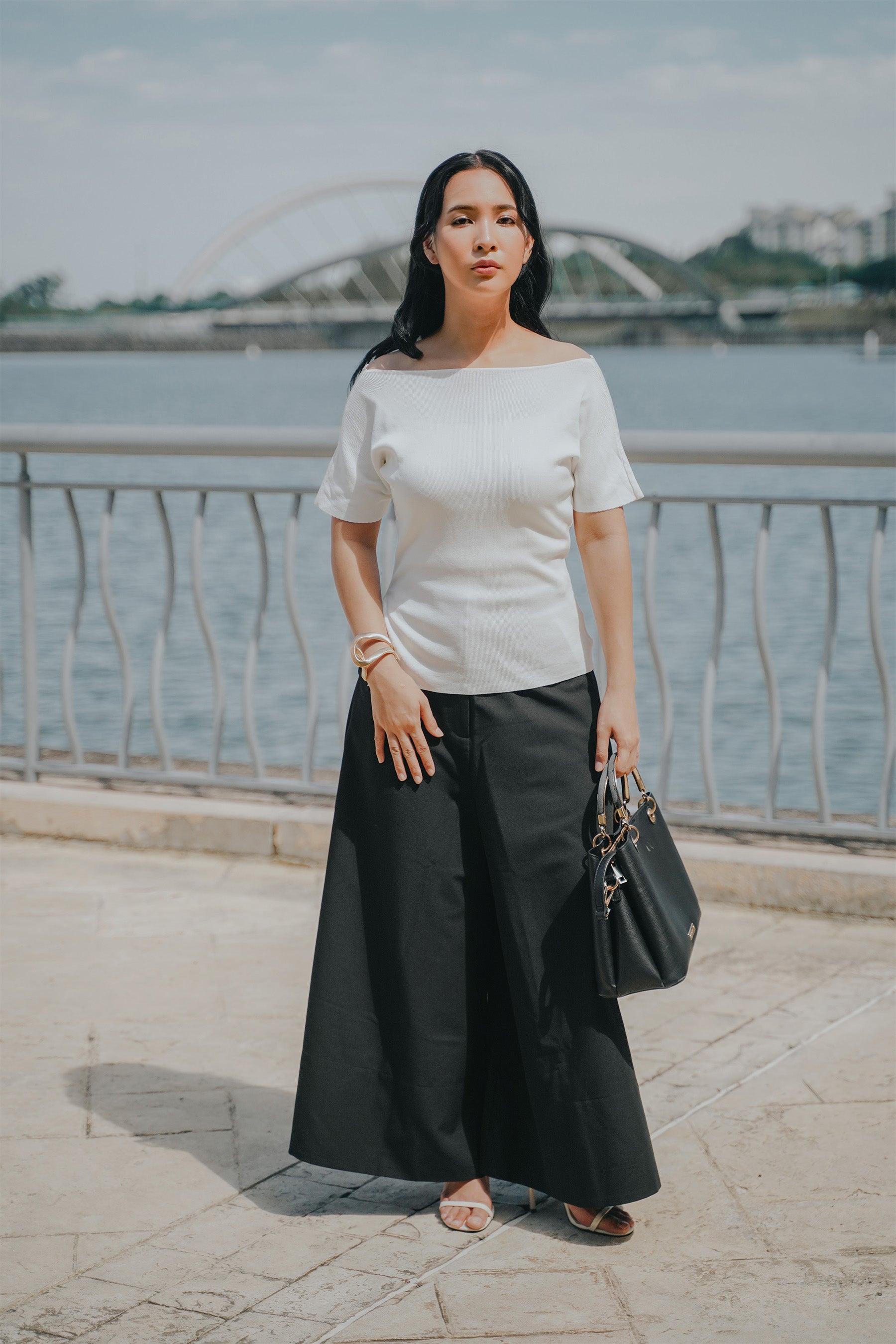 The City Breeze Pt.2 Women Boat Neck Knit Top White