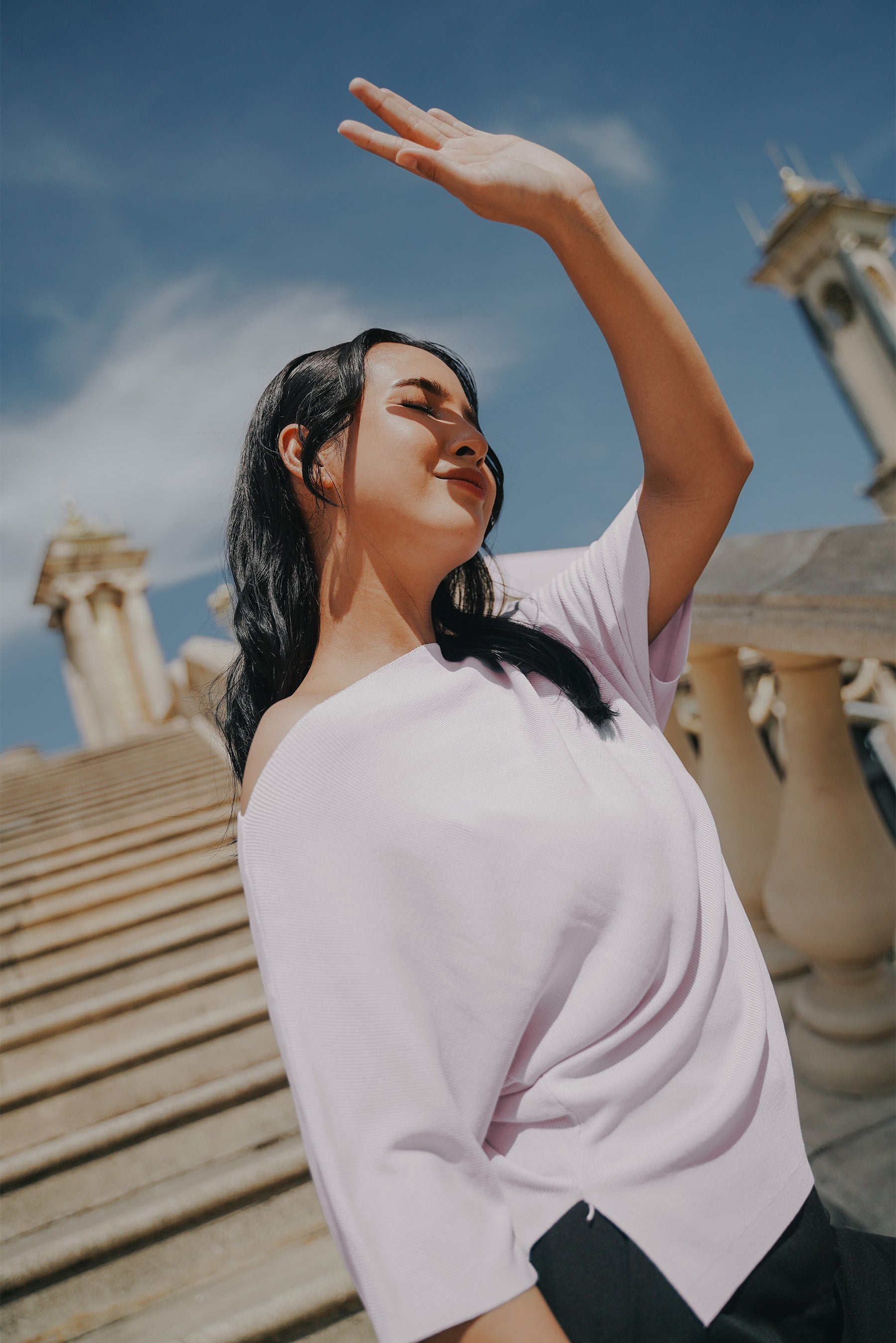 The City Breeze Pt.2 Women Wide Neck Knit Top Lilac
