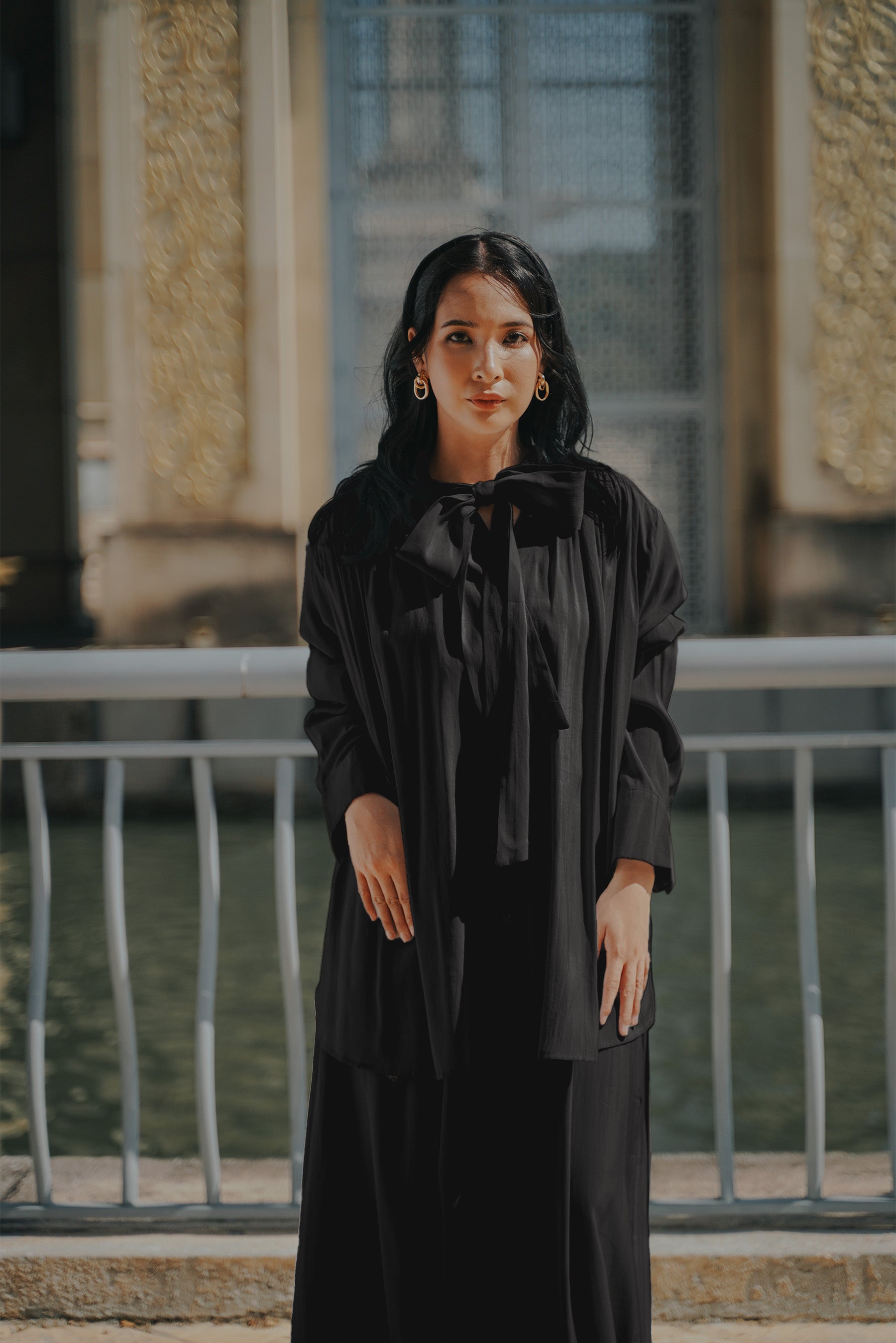The City Breeze Pt.2 Women Ribbon Blouse Black