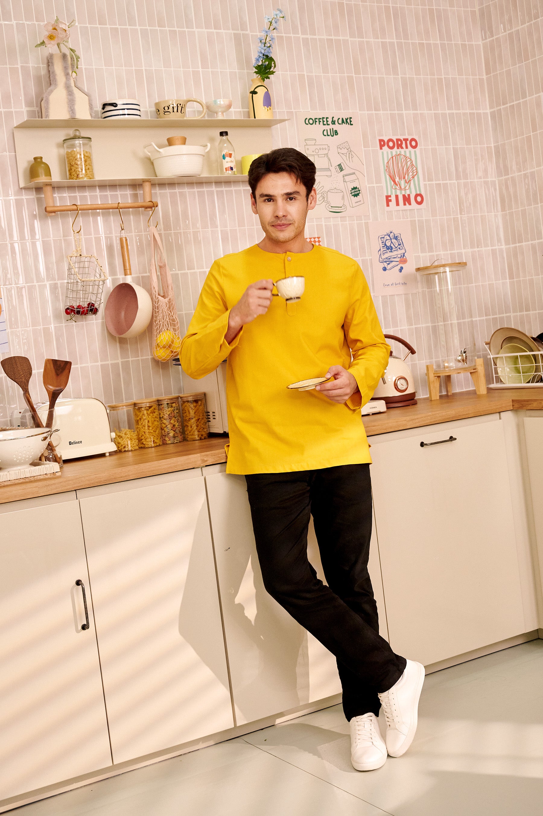 The Breakfast Club Men Kurta Mustard