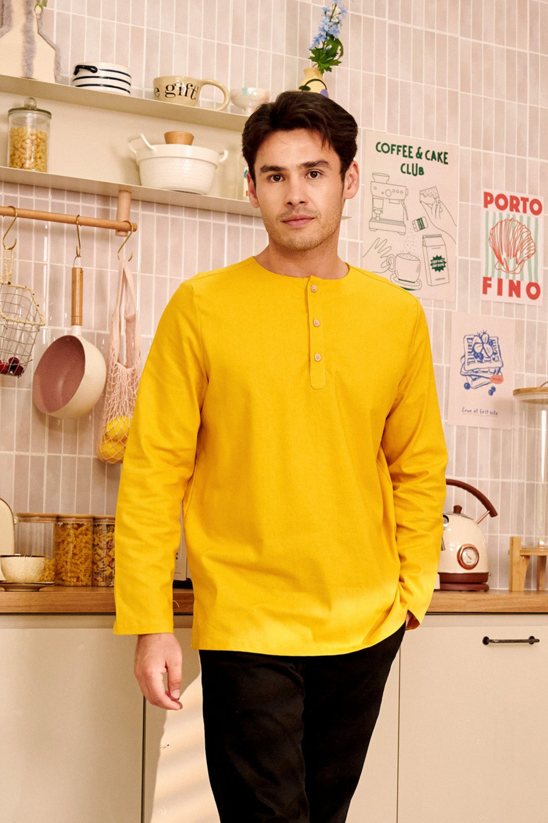 The Breakfast Club Men Kurta Mustard