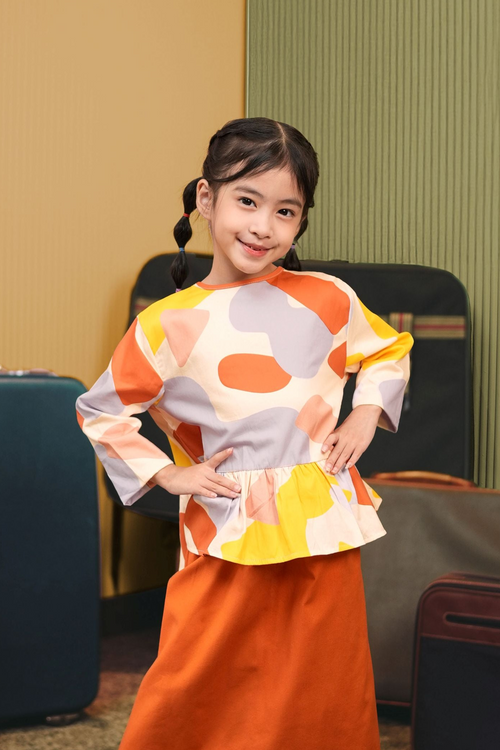 The Early Check-in Collection Girl Ruffles Top in Playroom Print