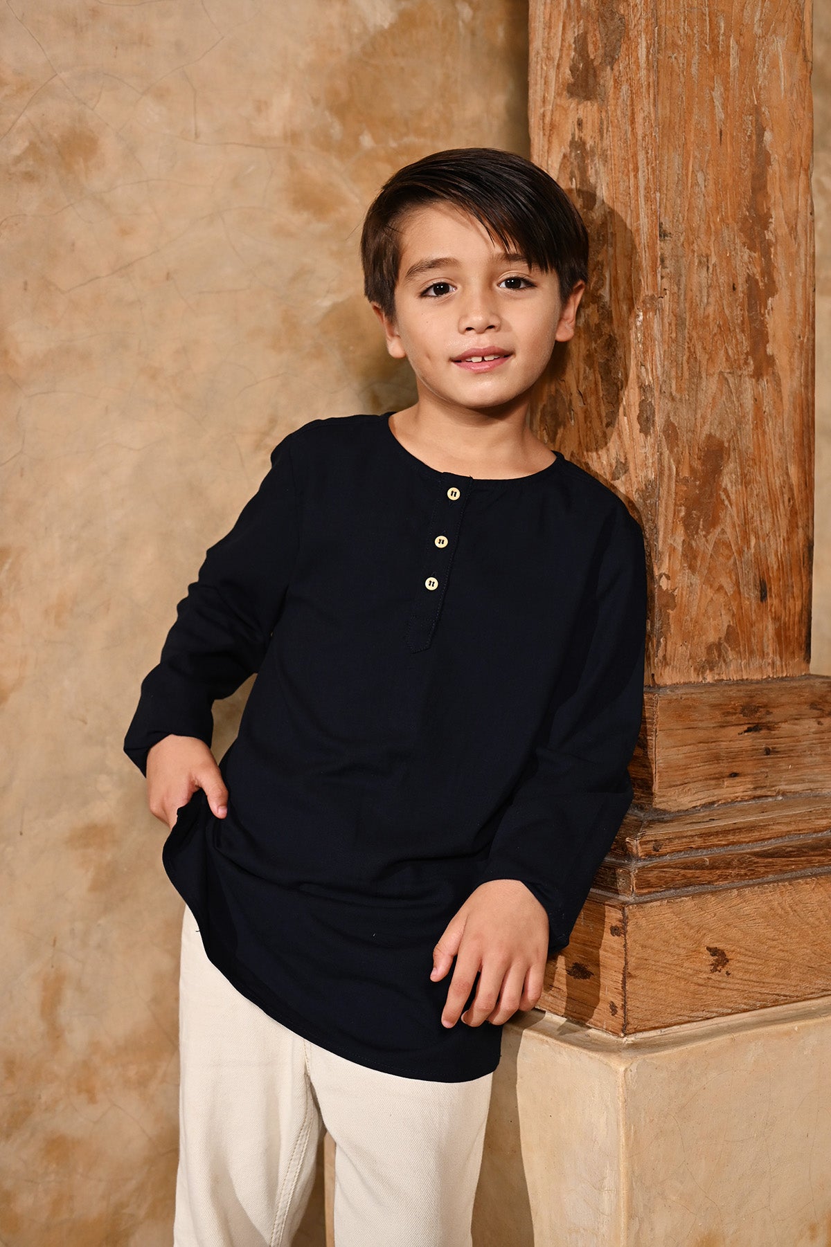 The Nusantara Collection Boy Long Sleeve Kurta Navy Blue