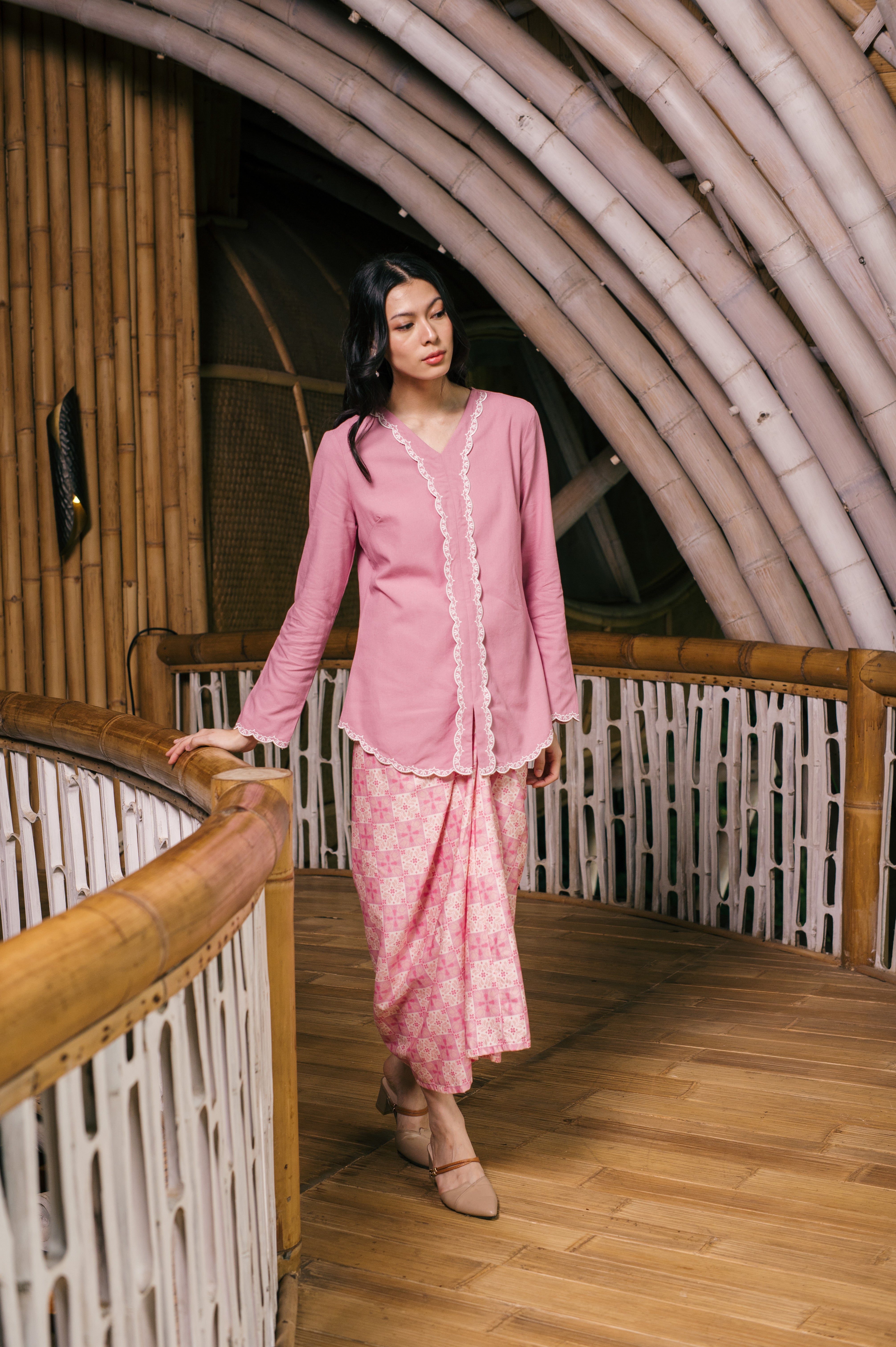 The Embun Collection Women Pareo Skirt in Mawar Print