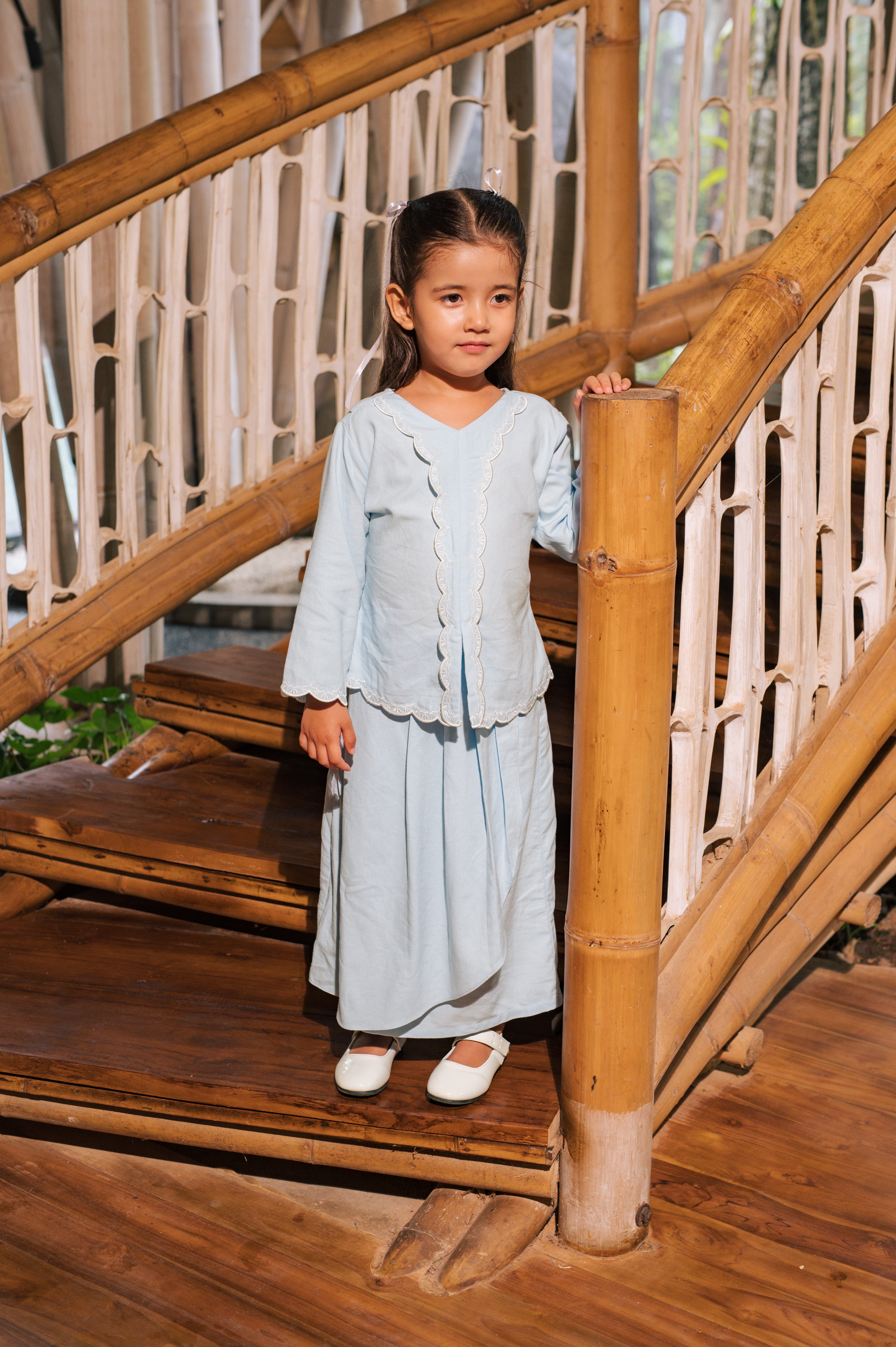 The Embun Collection Girl Instant Pareo Skirt in Sky Blue