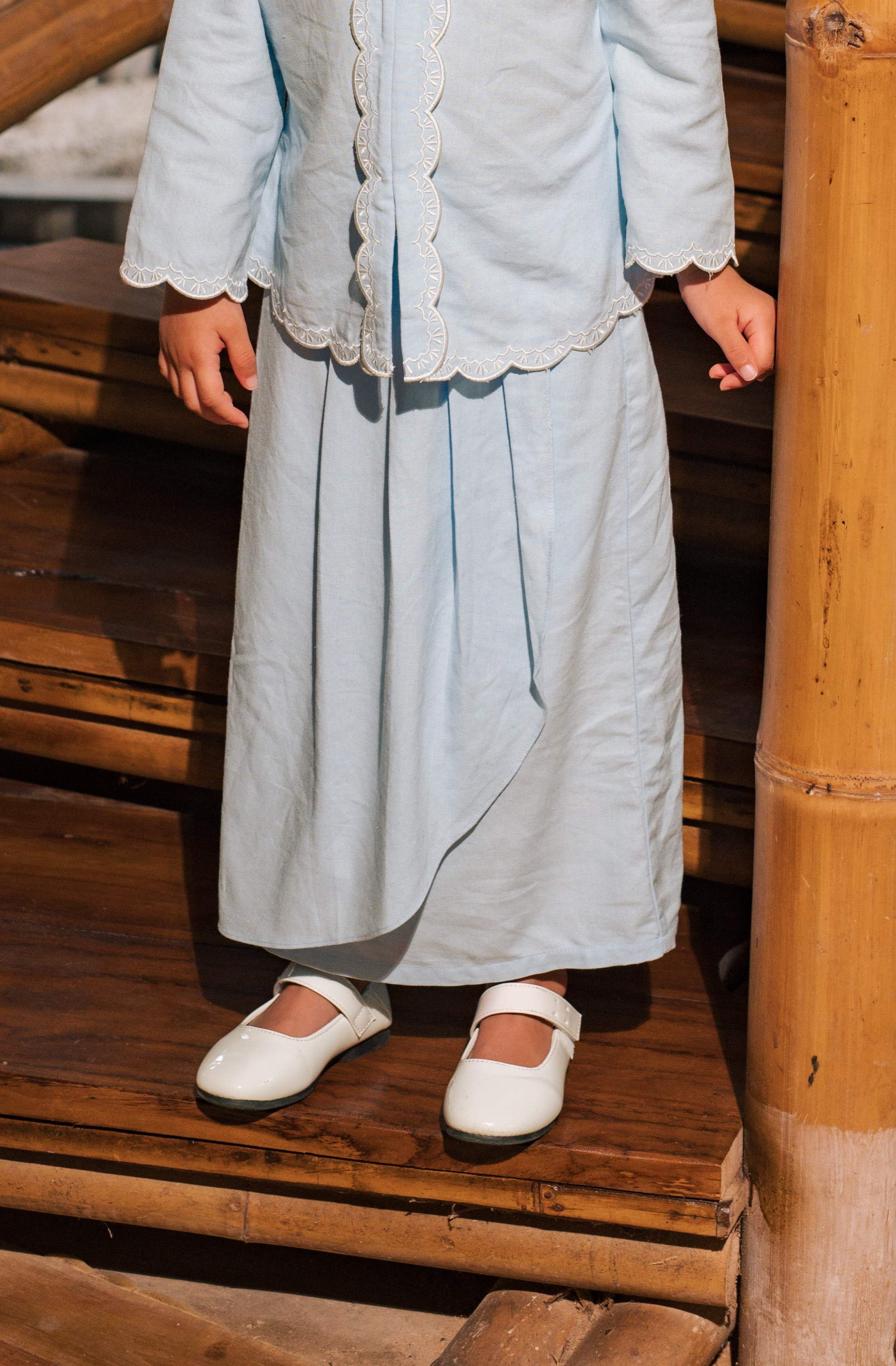 The Embun Collection Girl Instant Pareo Skirt in Sky Blue