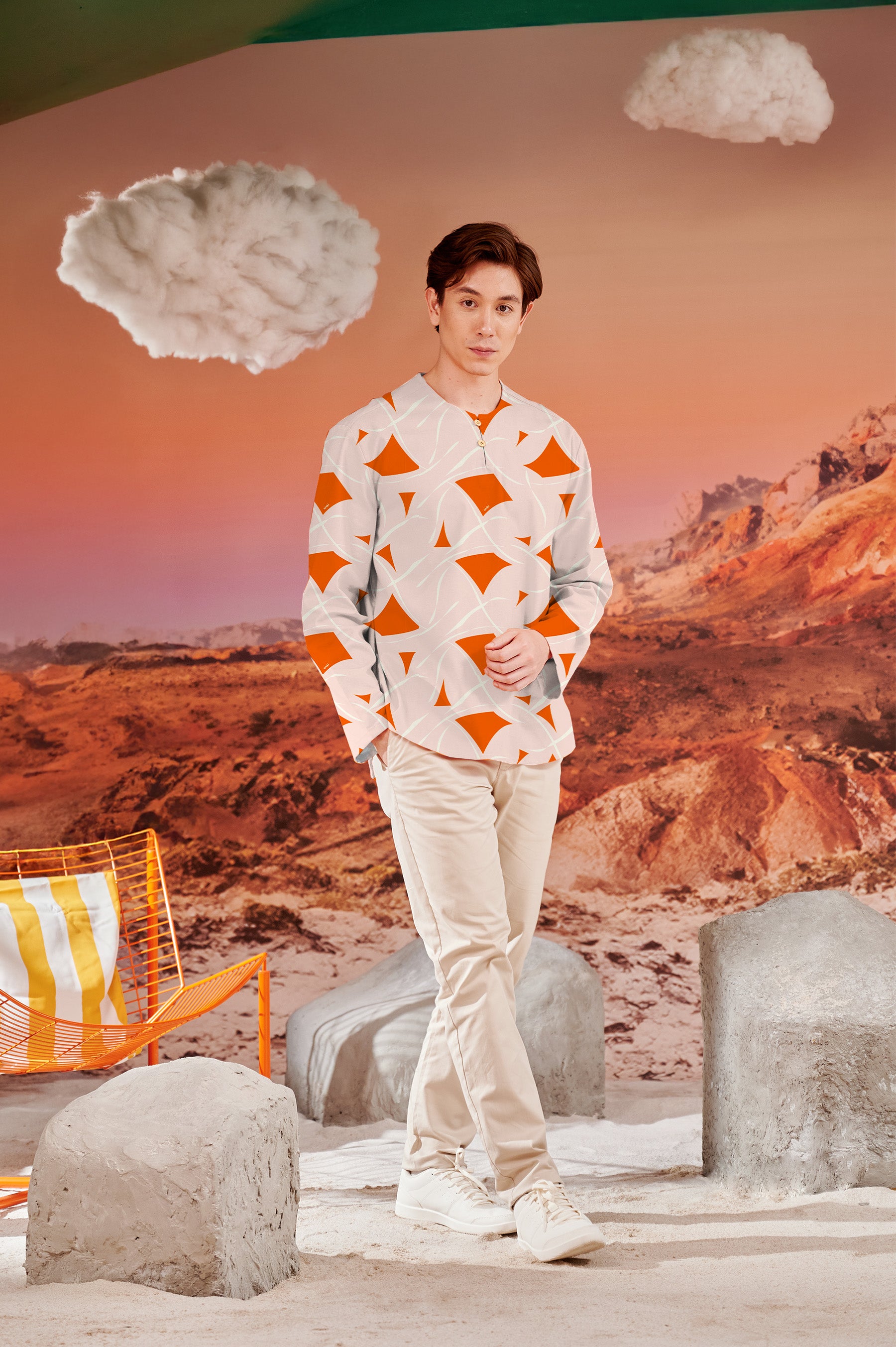 The Oasis Men Kurta Desert Print