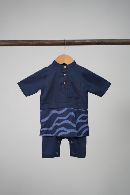 The Early Check-in Collection Baby Boy Baju Melayu 3-in-1 in Ombak Print