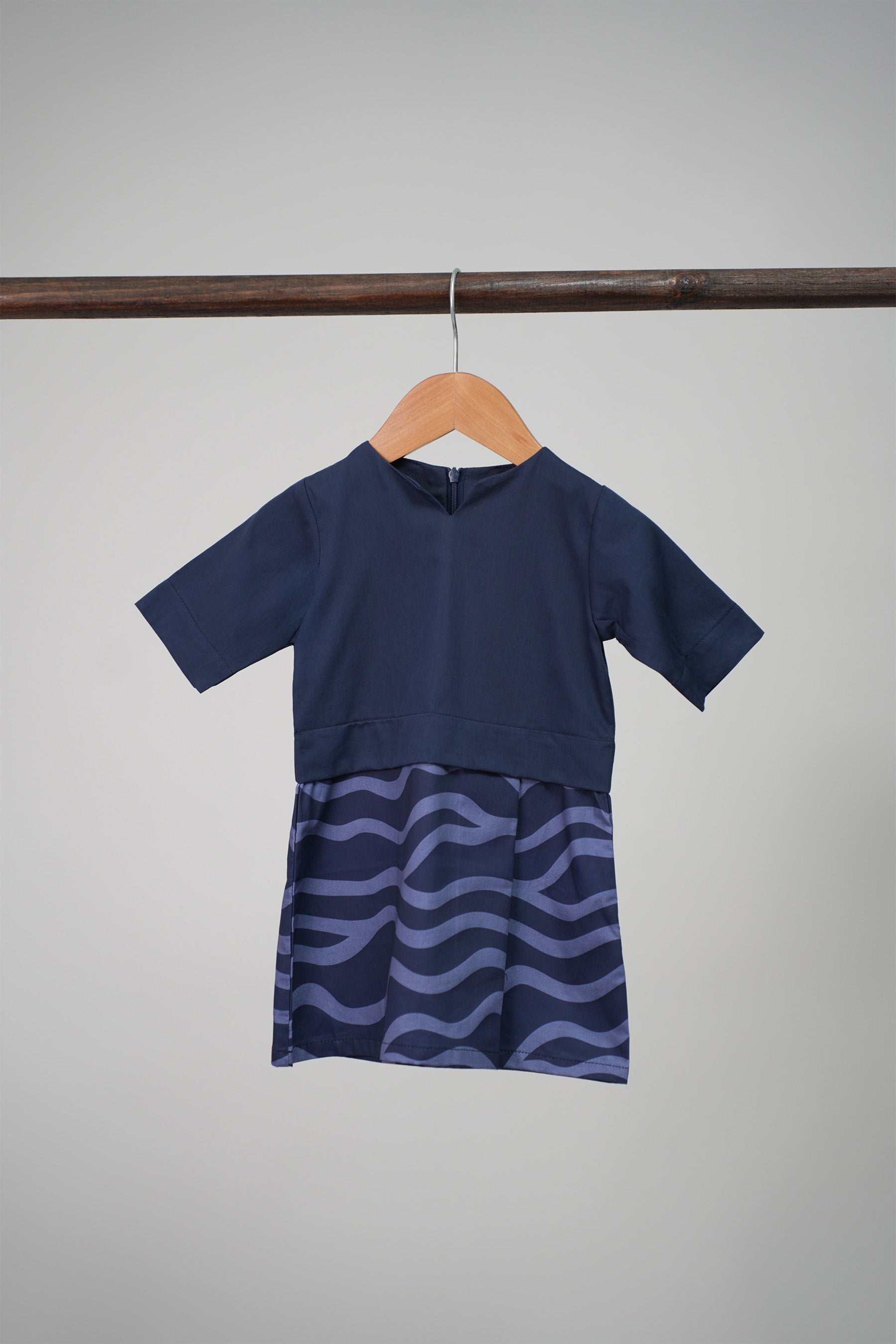 The Early Check-in Collection Baby Girl Kurung Dress in Ombak Print