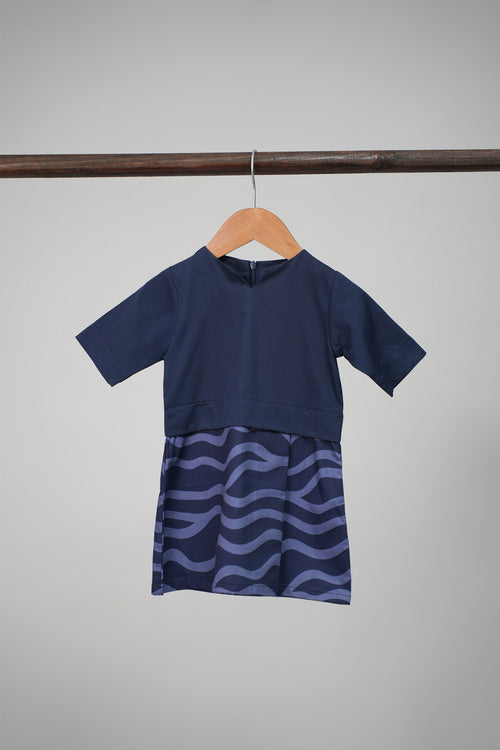 The Early Check-in Collection Baby Girl Kurung Dress in Ombak Print