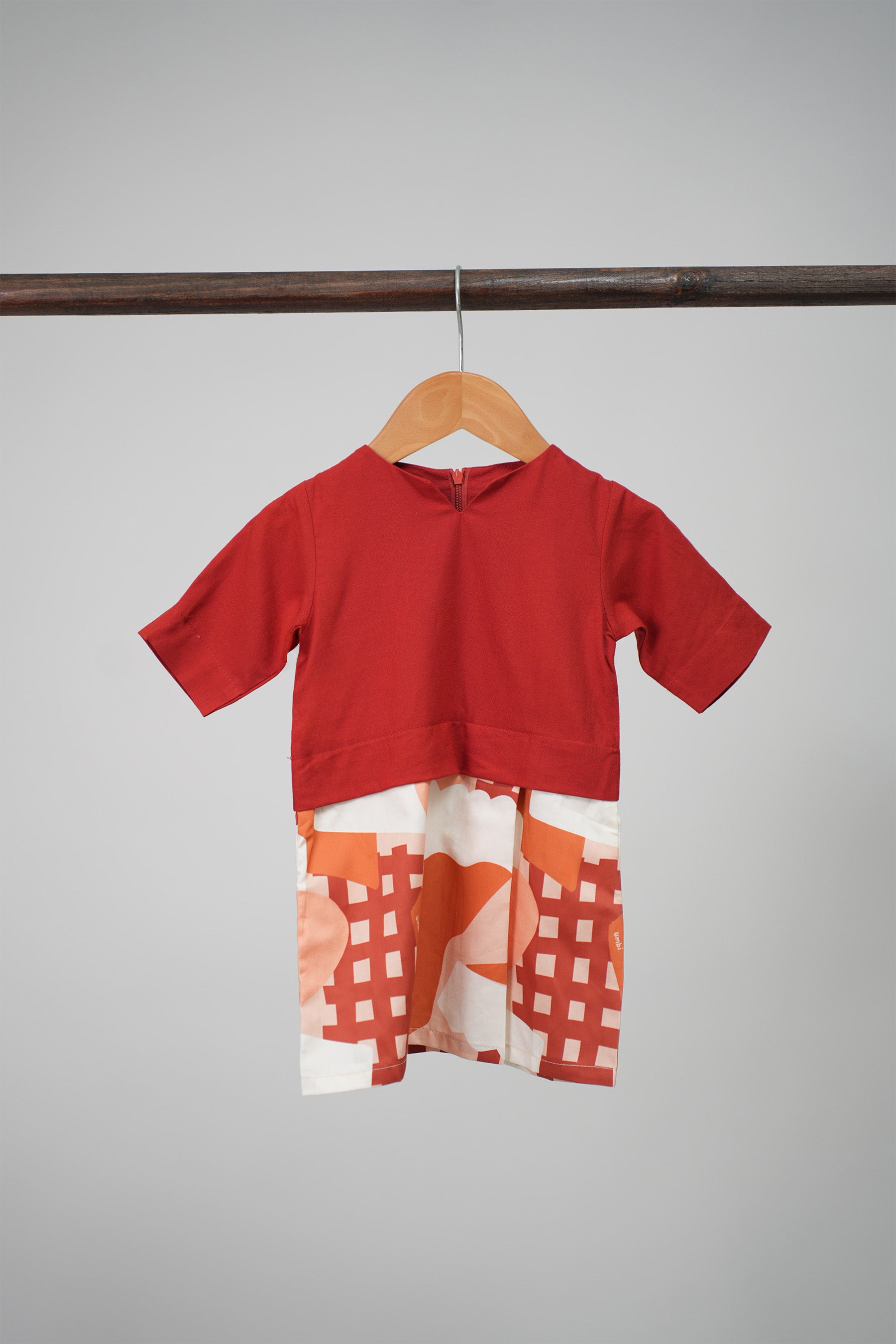 The Early Check-in Collection Baby Girl Kurung Dress in Cranberry Print