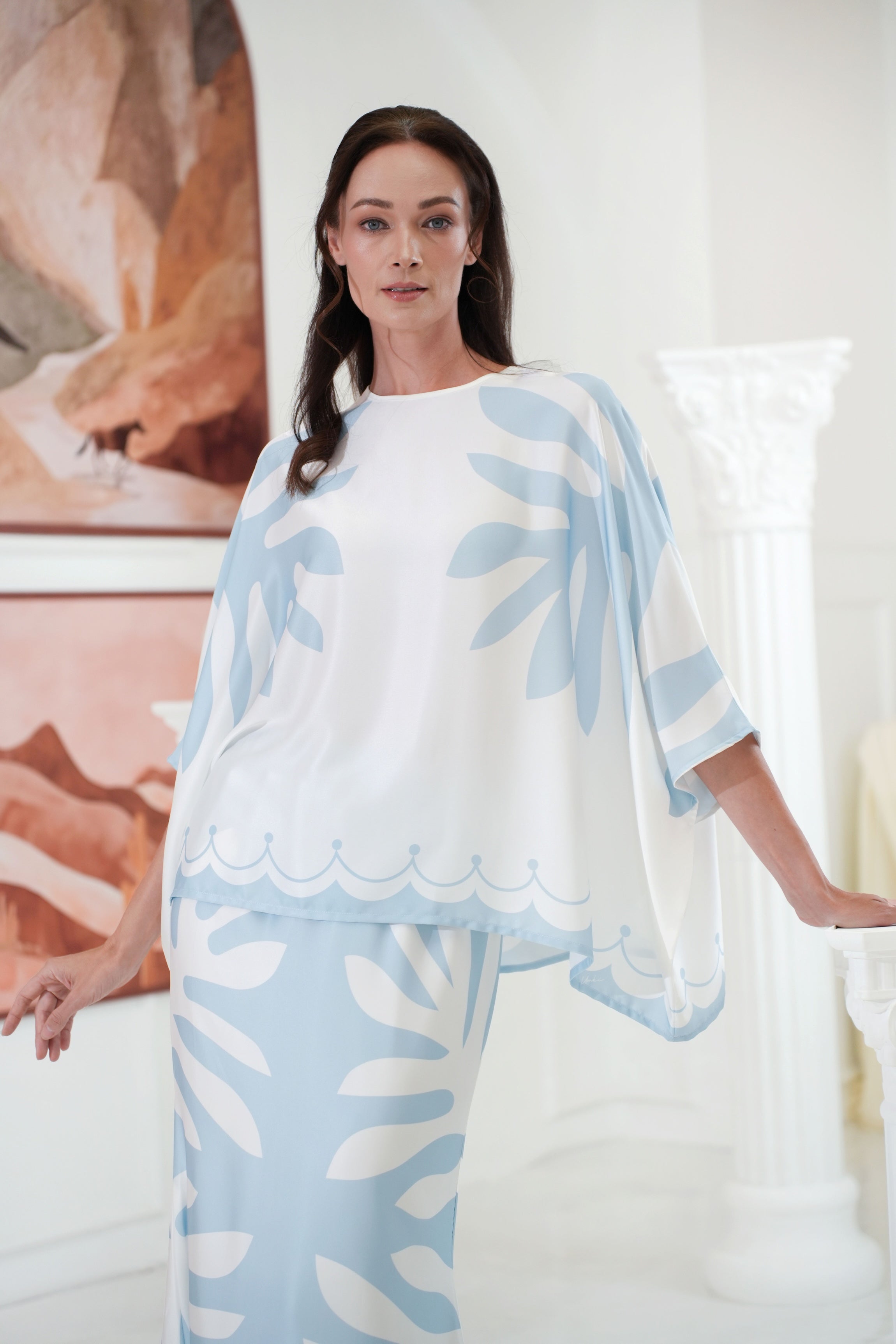 The Galleria Collection Women Saloma Set In Baby Blue Ivy Print