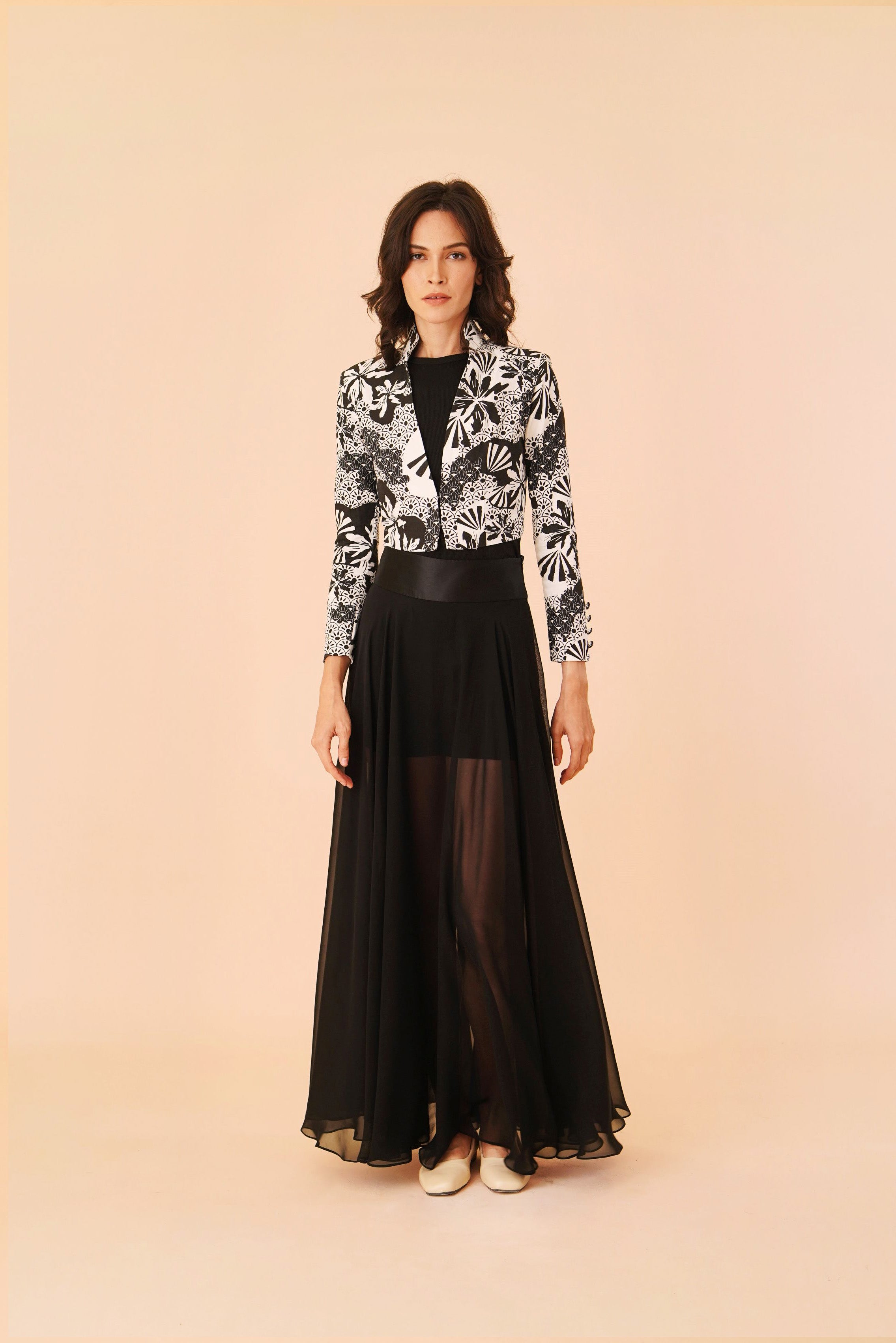 Elegant Two-piece Set with Semenanjung Print