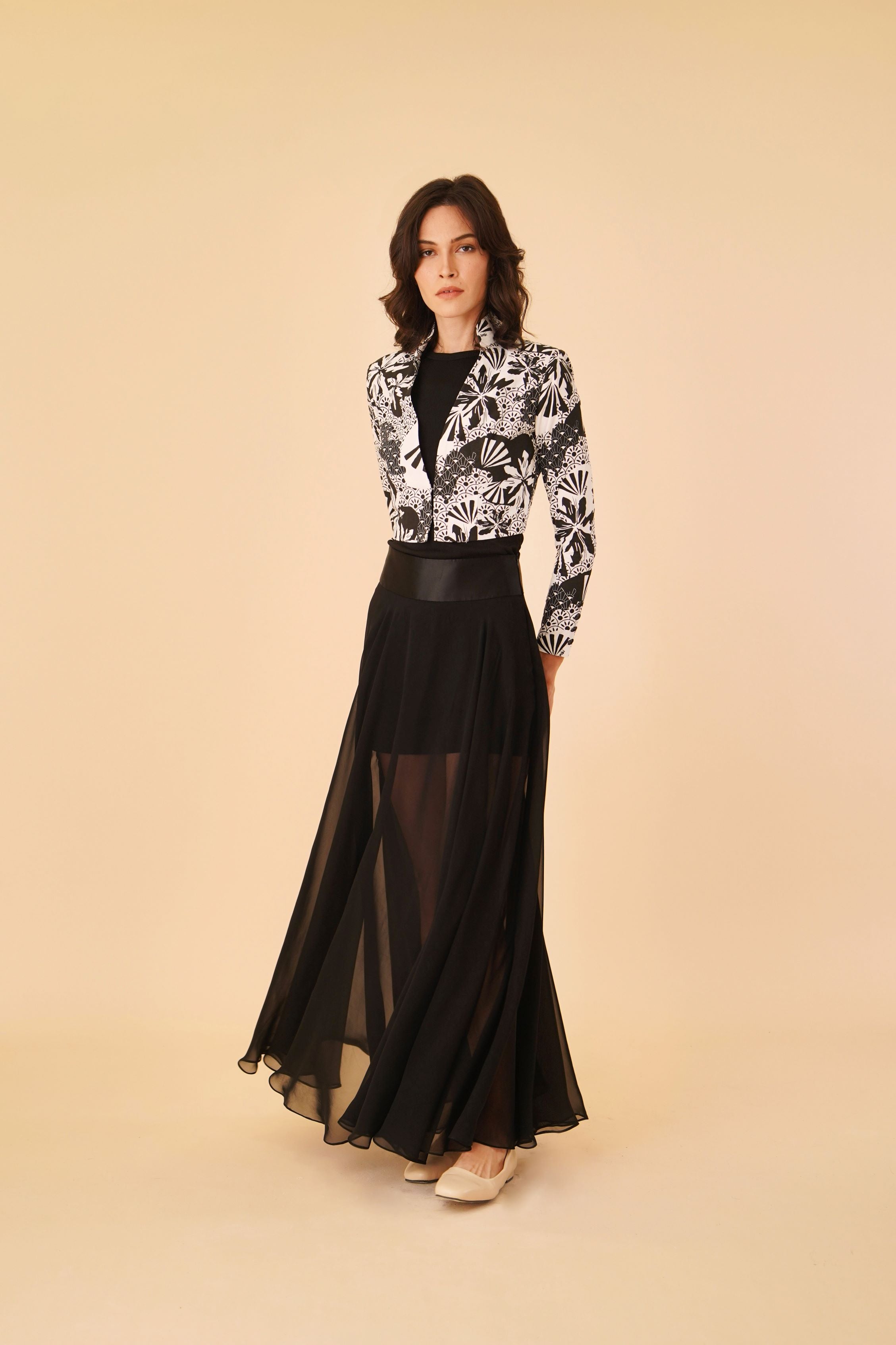 Elegant Two-piece Set with Semenanjung Print